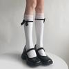 Meias JK japonesas com laço de renda de algodão, meias brancas de panturrilha média, meias de cano médio para mulheres, outono e inverno