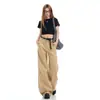 Laranja Infantil # Azul Marinho Elegante Conjunto Hot Girl Calças Casuais para Mulheres, Soltas Emagrecimento Versátil Boca de Sino Comprimento Total Calças