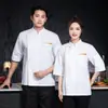 Ropa de Trabajo de Chef de Manga Tres Cuartos con Logotipo Impreso Ropa de Trabajo de Cocina para Catering Ropa de Chef de Hotel Ropa de Cocina de Manga Media para Hombres y Mujeres Estilo Nuevo