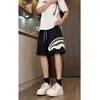 Shorts Esportivos para Homens e Mulheres, Verão Fino Estilo Coreano Calças de Comprimento Médio, Pretas Soltas Retas Casuais de Perna Larga Cinco Pontos