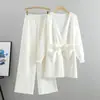 Estação Europeia calça pantalona cardigã de tricô conjunto de duas peças feminino outono solto moda temperamento produtos europeus terno moda
