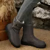 Exportación de Invierno Nuevas Botas de Nieve de Terciopelo Cálidas con Suela Gruesa para Mujer Talla Grande Velcro Tela Plumón Caña Media Zapatos de Algodón Deseo