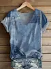 Comercio Exterior Transfronterizo Amazon Sitio Independiente Temu Camiseta de Cuello en V Estampado Digital 3D Top de Manga Corta Estilo Bohemio