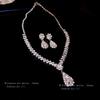 Gota de água Diamante Borla Brincos Colar 2 Peças Conjunto Luz Luxo Alto Sentido Clavícula Corrente Moda Vento Frio Colar Atacado