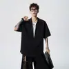 Camisa Holgada de Manga Corta Estilo Nuevo 2026 para Hombre, Top de Media Manga de Verano, Camisa de Color Sólido de Estilo Coreano de Moda con Botones Ocultos, Transfronterizo