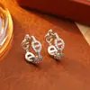 Pendientes de Zirconia Microincrustada de Alta Gama, Modernos, Exquisitos, Versátiles, Brillantes, Chapados en Cobre con Oro Real, Clips para Orejas de Moda