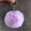 Llavero con Pom-Pom de Piel Sintética de Conejo de 8 cm Cadena Accesorio Bola de Felpa de 8 cm Bola de Pelo Anillo Accesorio Lindo
