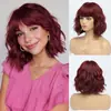 Pelucas Europeas y Americanas Transfronterizas para Mujer, Cabello Corto Rizado, Pelucas Completas Realistas de Cabello Humano, Mechas y Degradado de Cabello Sintético, Venta al por Mayor de Fábrica en Stock