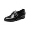Sapatos de Couro Estilo Britânico Gradiente de Couro Bovino para o Dia a Dia 2026 Primavera Salto Médio Grosso Fivela Couro Genuíno Profissional Corte Profundo Sapatos de Salto para Mulheres
