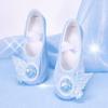 Zapatos de Baile Azules Lindos para Niños de Satén Suela Suave Zapatos de Práctica Zapatos de Baile para Bebés de Jardín de Infancia Exquisito Regalo 8133