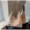 Bolsa Tote, Bolsa Feminina Suede Retrô, Bolsa Simples de Ombro, Casual com Cordão de Grande Capacidade, Bolsa de Ombro Fashion e Versátil