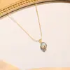 Colar de aço de titânio pintado com dopamina, gotas de água transfronteiriças europeias e americanas, brincos simples e leves de luxo para mulheres, moda faça você mesmo