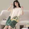 Nueva Bata de Noche al por Mayor para Mujer, de Manga Corta, Estilo Veraniego Delgado, Tallas Grandes, Vestido de Talla Mediana, Ropa de Dormir para Mujer, Dulce y Linda
