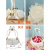 Cesta de Mano para Lanzar Flores de Dama de Boda Cesta de Flores de Boda Hecha a Mano con Encaje Decoración con Lazo Blanco Accesorio de Boda