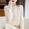 Novo Suéter 100% Lã Pura Feminino Elegante Gola V Falso Duas Peças Tricô Combinando Cores Suéter Solto Camisa de Base