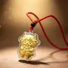 Colgante Oveja de la Suerte, Cadena para Teléfono de Lámina de Oro Sólido del Año de la Oveja, Llavero para Bolso, Adorno de Cuerda Roja para Coche, Regalo para Atraer Riqueza