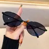 Óculos de Sol Modernos Estilo Coreano com Armação Gatinho Podem Ser Combinados com Armações de Óculos Ultraleves Óculos de Sol com Proteção Solar de Fio de Metal Dourado com Borda Fina