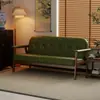 Sofá pequeño retro de dos plazas hecho de madera maciza y piel encerada, adecuado para salas de estar pequeñas, hoteles y casas de huéspedes, sofá de línea recta estilo vintage para sala de té