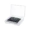 Set de 100 Pinzas de Acero Pequeñas en Caja 3.5cm Caja de Almacenamiento para Niños Pinza en Caja Pinza para Flequillo Negro