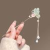 Pegue o Four Seasons National Style Green Leaves Tassel Ancient Style Han Clothes Hairpin Step-up Fresh Pearl Classical Cheongsam Jiangnan Acessórios de cabelo feminino