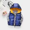 2024 outono e inverno novas roupas infantis pequeno colete de algodão prateado para crianças meninos e meninas bebê desenho animado ombros largos