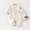 Roupas para Bebê Recém-Nascido para Primavera, Outono e Inverno, Macacão Quente Unissex de Algodão Puro, Macacão de Algodão Acolchoado com Abertura na Entreperna para Engatinhar, Roupa de Outono para Bebê