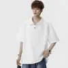 Polo Masculino Enbu com Gola e Manga Curta Masculino Verão Novo Solto Tendência Marca Estilo College Camiseta Tamanho Grande