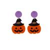 Pendientes de aguja de plata 2022 con diseño de calabaza, telaraña, fantasma y calabaza, divertidos y modernos para Halloween.