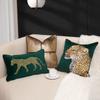 Entrada Lujo Estilo Americano Almohada Bordada de Leopardo Sala de Estar Sofá Cojín de Felpa Bronceado Cojín Lumbar Villa Hotel Mesita de Noche Cojín Cuadrado