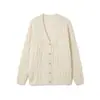 Chegada Nova Outono/Inverno 2026 Cardigan Espesso Escovado Costela Vertical Solto Gola V Lã Cashmere Seda Fleece Escovado Suéter