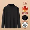 Nueva capa base de cuello alto medio forrada de forro polar para hombre, camiseta interior térmica de manga larga de doble cara gruesa para otoño e invierno, se puede usar sola