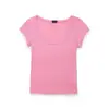 Conjunto de Pantalones Largos de Color Sólido para Mujer Estilo Europeo y Americano Primavera 2026 Dos Piezas Camiseta de Manga Corta Ajustada Cuello Redondo Canalé