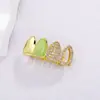 HIPHOP zirconio frenos azul espejo gota de aceite mixta hueco dientes de oro grillz transfronterizo venta caliente