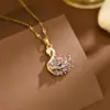 Colar Cruzado de Aço Titânio com Zircônia Micro-Pavimentada em Forma de Cisne para Mulheres, Verão, Luxo Leve, Design de Nicho, Versátil, Corrente de Clavícula de Alta Qualidade, Joia
