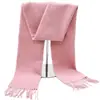 Cachecóis de Lã e Cashmere para Outono e Inverno, Atacado do Fabricante, Nova Moda Cor Sólida, Design com Franjas, Unissex, Comprimento Médio