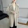 Elegante abrigo de lana de doble cara, 100% lana pura, estilo largo para mujer, moderno y elegante, abrigo de lana versión coreana