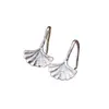 Pendientes de Plata de Ley S925 con Forma de Hoja de Ginkgo para Mujer, Estilo Coreano, Frescos y de Moda, Pendientes de Hoja Estilo Bosque, Regalo para Novia