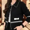 Cardigan de Punto Estilo Coreano Estilo Pequeño Chanel Botón Dorado en Relieve para Mujer Adelgazante Temperamento de Alta Gama Versátil Manga Larga