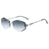 S33417 Óculos de Sol Irregulares Sem Aro Lentes Degradê Armação Fina de Metal Óculos de Sol Anti-UV Óculos de Sol da Moda