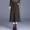 Elegante y versátil falda midi de cintura alta para mujer, nueva colección otoño 2026, elegante y estilizada falda línea A de mezcla de lana