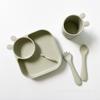 Kit de Vajilla Infantil de Dibujos Animados Creativo Plato para Cena Vaso para Beber Tenedor Cuchara Suministros para Alimentos Complementarios Set de Cuatro Piezas para Bebé