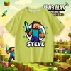 Camiseta infantil de manga corta de Minecraft con Creeper, Steve y Dragón del End, top de algodón 100% para niños