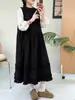 Vestido Mori Girl Estilo Renda Patchwork Gola Redonda Solto Pulôver Manga Curta Sem Mangas Doce Camadas Cor Sólida