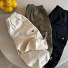 Calça Longa Infantil 2026 Nova Coleção Outono Meninos e Meninas Cor Sólida Bolso Calça Cargo Bebê Cordão Calça Jogger