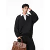 Estilo Perezoso Relajado Cuello de Camisa Retro Sudadera Pantalones de Hombre Traje Casual Primavera y Otoño Conjunto de Dos Piezas Holgado Talla Grande
