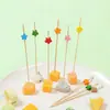 Palillos de cóctel desechables creativos de colores con forma de estrella de cinco puntas, al por mayor, para decorar bandejas de postres y fruteros