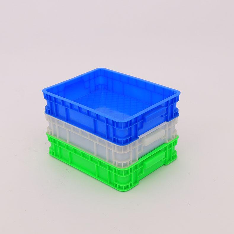 塑料周转箱400-130蓝色加厚 带盖运输箱物流箱