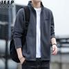 Suéter de forro polar JEEP SPIRIT para niños otoño forro polar versátil color liso casual deportivo holgado cárdigan para hombre