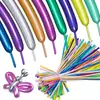 Variedade de Balões Longos de Cor Metálica Balão Mágico Tecelagem Colorido Criativo Casamento Casamento Aniversário Arranjo Balões Longos