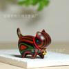 Gatinho de sândalo brincando com mini gatinho fofo curativo simples presente Wen Chuang ornamentos artesanais desktop
